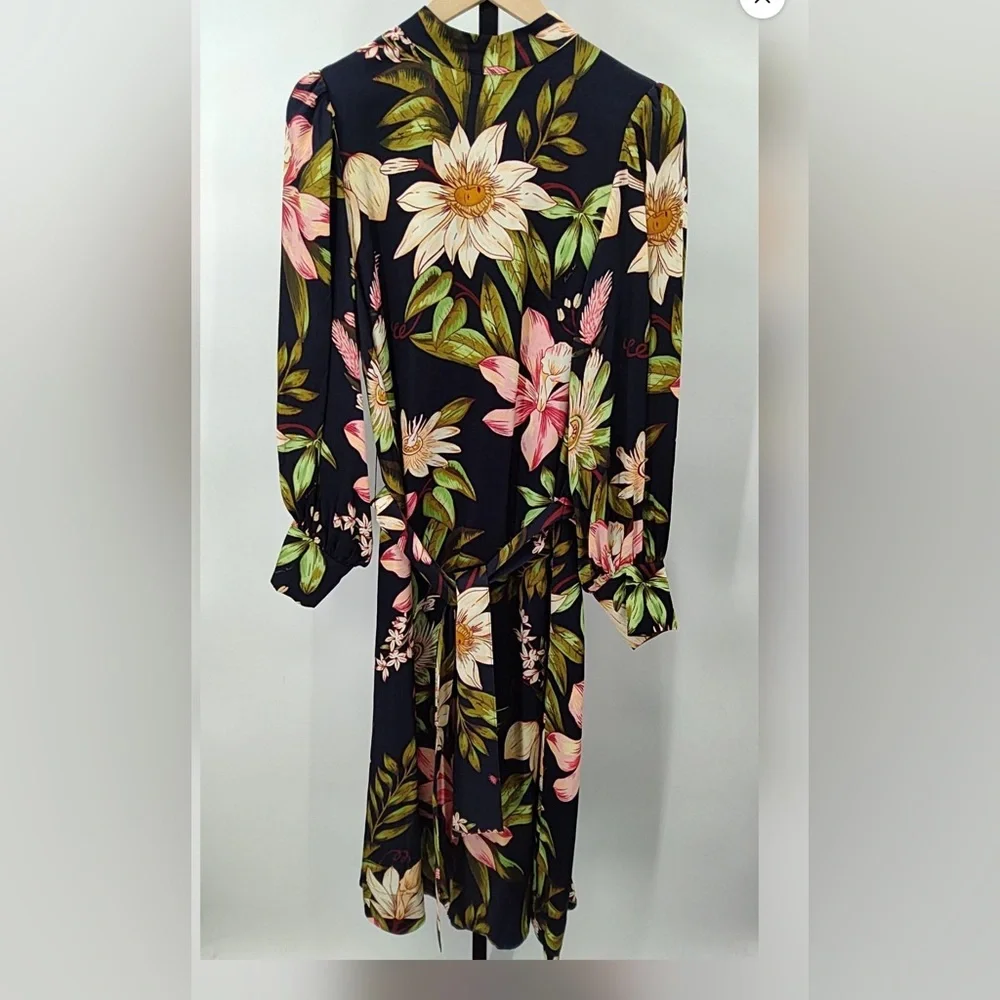 Farm Rio Black Surreal Flowers High Neck Midi Dress - Picture 6 of 8